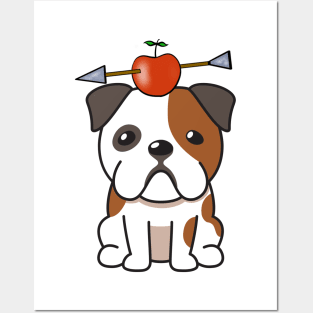 Funny Bulldog is playing william tell with an apple and arrow Posters and Art